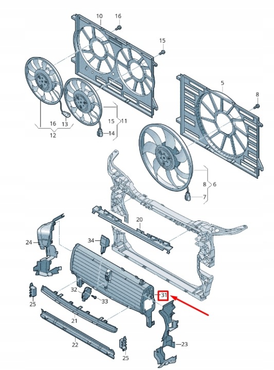 NOUVEAU AUDI Q5 FY RADIATOR FAN RADIATOR LOUVRE 80A121223 ORIGINAL 80A-121-223