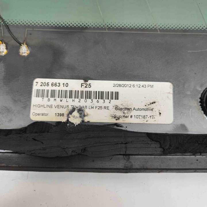 VITRE GAUCHE ARRIÈRE BMW X3 (F25) 7205663 31053946 2.0L 135KW 2012