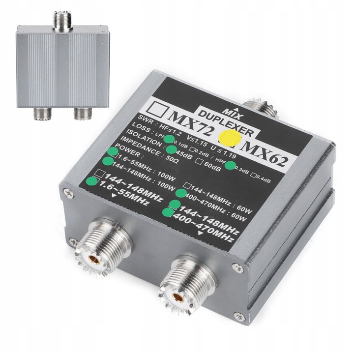 DUPLEKSER MX62 VHFUHF 144148 MHZ 400470 MHZ CONNECTEUR ANTEN O9