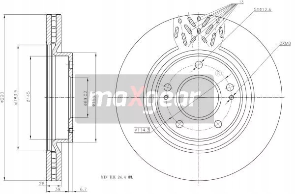 DISCO DE FRENADO MITSUBISHI P. GRANDIS 04- MAXGEAR 