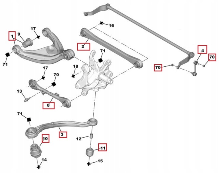 BRAS DE SUSPENSION SUSPENSIONS ROUES ARRIÈRE DROIT HAUT ARRIÈRE CITR KIT NIEZBEDNIK CONDUCTEUR #1