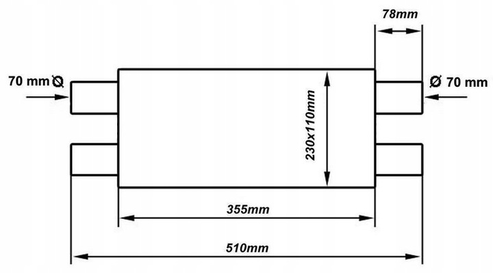 SILENCIADOR CENTRAL 304SS X PIPE TURBOWORKS 70MM 2,75 