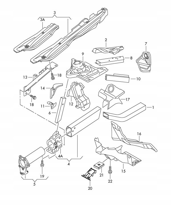SUPPORT GARDE-BOUE GAUCHE AUDI A8 D3 4E0805463F LY9D