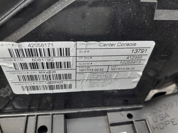 ACCOUDOIR TUNNEL CENTRAL BMW X3 F25 X4 F26 13-