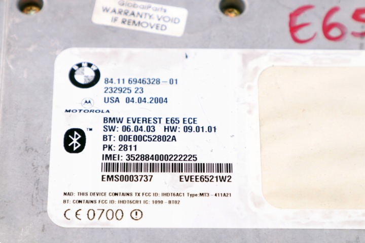 BMW E65 E66 MODULE CONTRÔLEUR BLUETOOTH 6946328