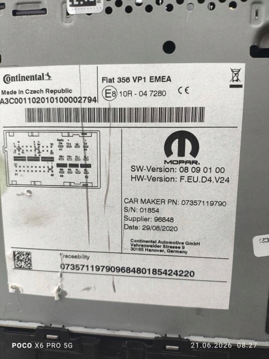 STACJA MULTIMEDIALNA RADIO MILIEU FIAT TIPO II 07357119790