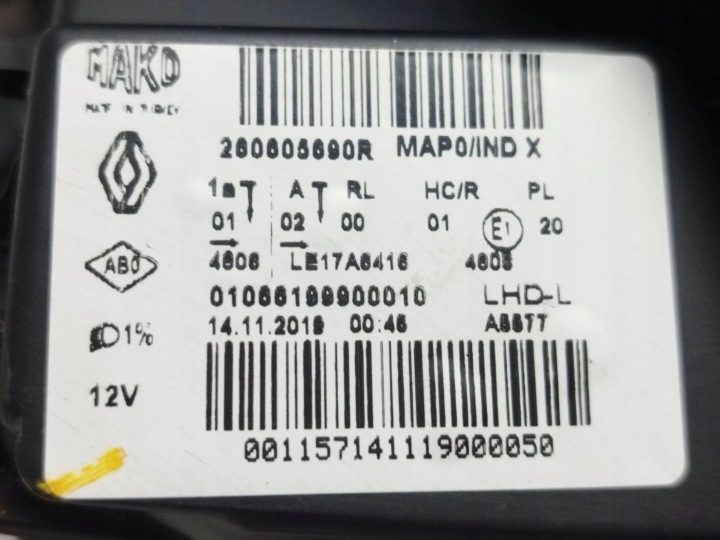 2020 RENAULT CLIO V PHARE AVANT 260605690R