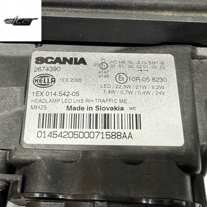 PROJECTEUR PHARE GAUCHE AVANT COMPLET LED SCANIA R 1EX 014.542-05