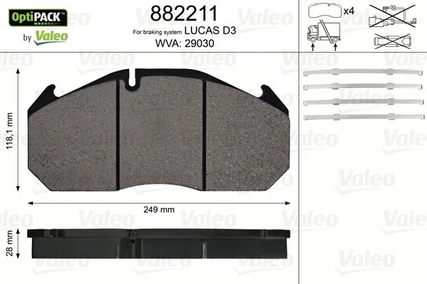 ZAPATAS HAM.RVI 29030 . VALEO VAL882211 