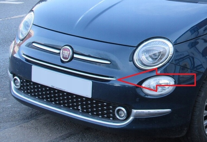 FIAT 500 LIFT 2016- MOULURE CHROME POUSSOIR GRILLES PARE-CHOCS AVANT OE 735619488