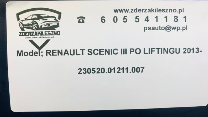 PARE-CHOCS AVANT RENAULT SCENIC LIFT MODÈLE 2013-