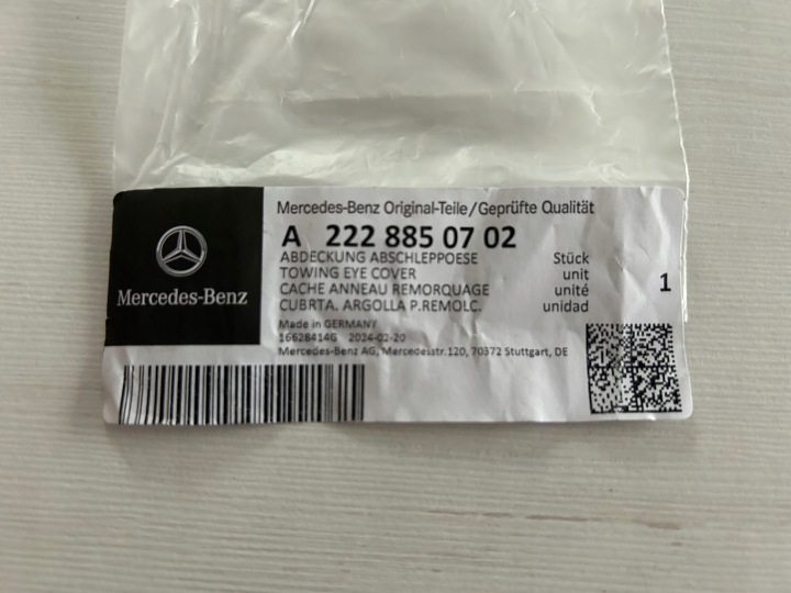 MERCEDES CLASSE AVEC W222 AMG LIFT 17-20 BOUCHON CROCHET ARRIÈRE ORIGINAL COMPLÈTE
