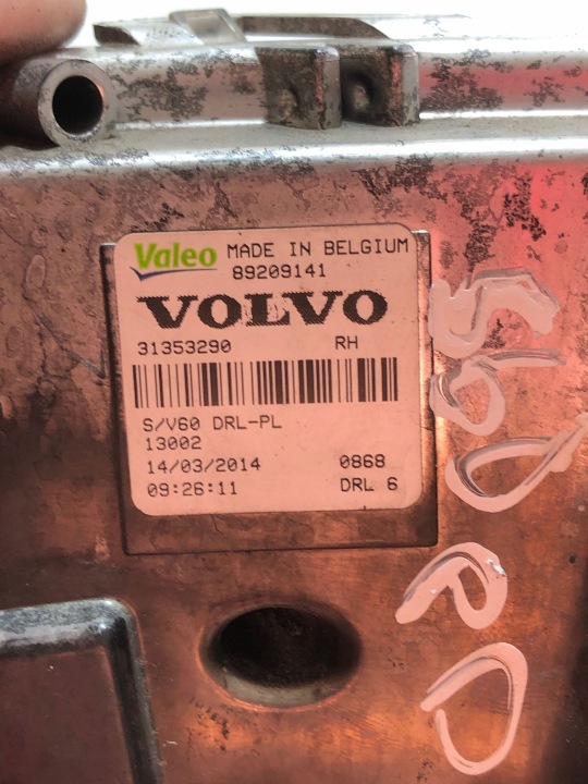 2014 VOLVO S60 FEUX VERS CONDUITE DIURNE 31353290