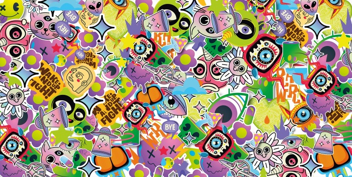 STICKERBOMB ZLACZONA 100X50CM PIÈCE TAPETA