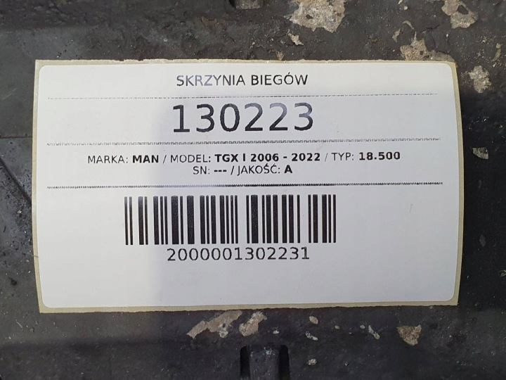 BOÎTE DE VITESSES GEARBOX MAN TGX TGS 18.500 500 EURO 6 81320046462 2424754