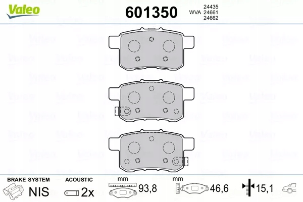 ZAPATAS DE FRENADO VALEO 601350 