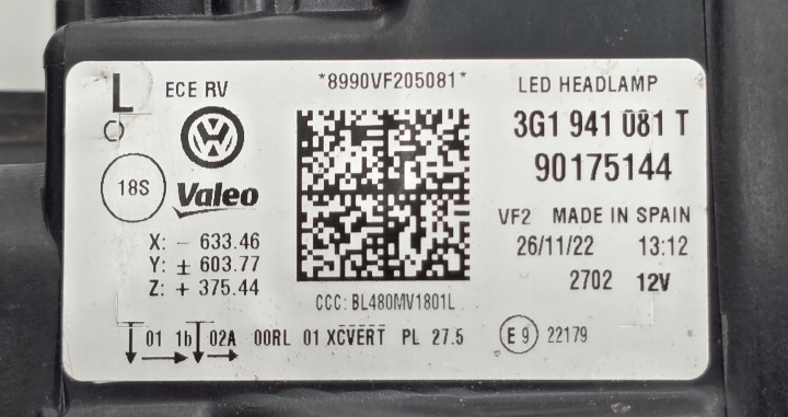 VW PASSAT B8 LIFT COMPLET LED PROJECTEUR GAUCHE PHARE AVANT 3G1941081T MATRIX