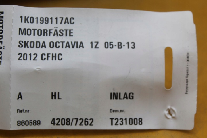 POIGNÉE BOÎTE DE VITESSES SKODA OCTAVIA II 2.0 TDI CFH 1K0199117AC