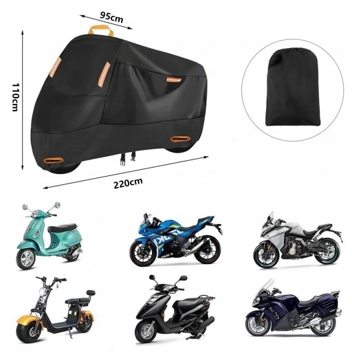 HOUSSE SUR MOTOCYCLETTE 210D XXL 220*95*110CM NOIR