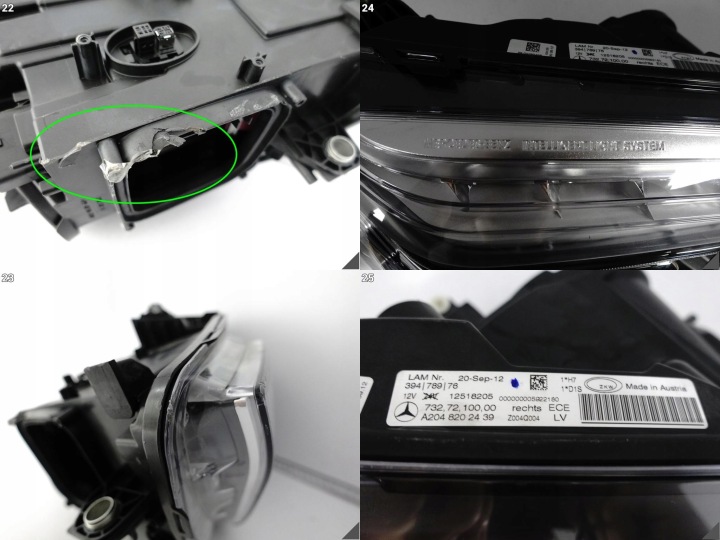 MERCEDES GLK X204 12-15 LIFT MOPF ILS XÉNON LED PHARE DROITE AVANT EUROPE