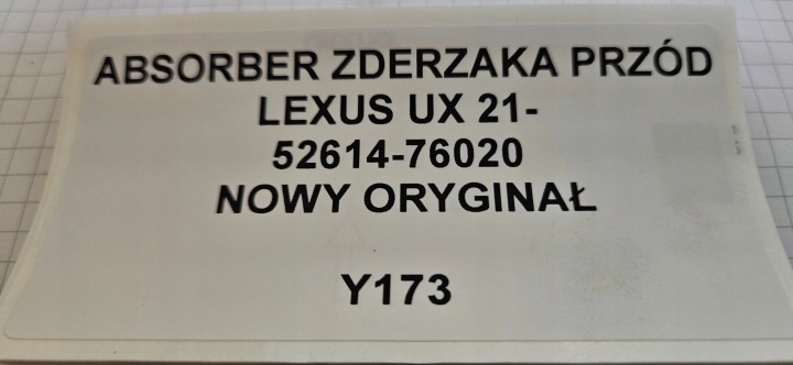 AMORTISSEUR PARE-CHOCS AVANT LEXUS UX 2021- 52614-76020