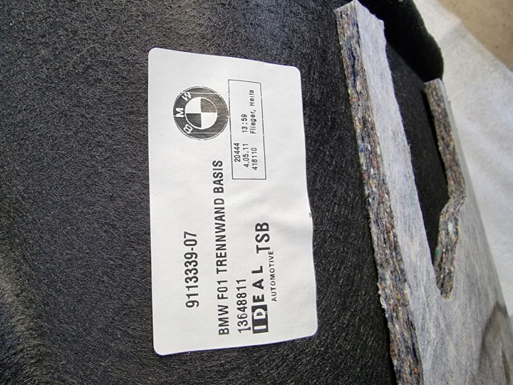 BMW F01 F02 REVÊTEMENT GARNITURE COUVERCLES DE COFFRE 9113339