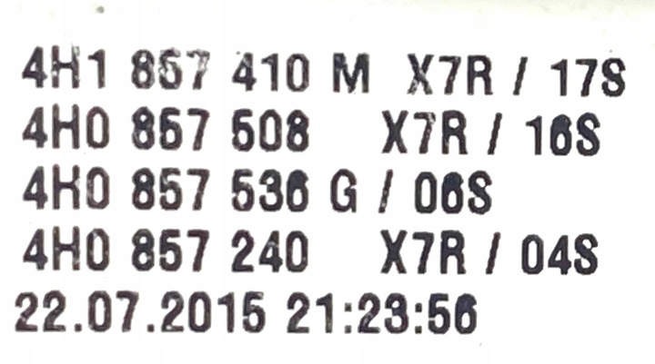 RÉTROVISEUR DROIT EXTÉRIEUR 14 GOUPILLE CAMÉRA LX7R AUDI A8 USA 4H1857410M
