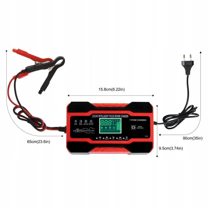 INTELLIGENT CHARGEUR 12V 24V 10A 5A LCD PROTECTION PRZECIWODWROTNA MOTOCYCLETTE