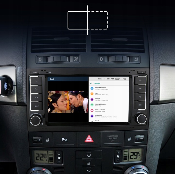 RADIO DE AUTOMÓVIL 2DIN ANDROID VW TRANSPORTER TOUAREG 2004-2011 