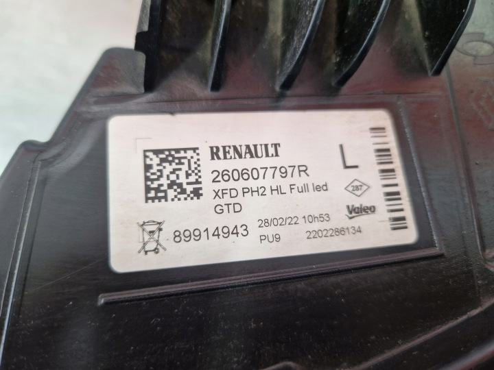 RENAULT TALISMAN MATRIX COMPLET LED PHARE GAUCHE AVANT 260607797R POUCES BONNES CONDITIONS
