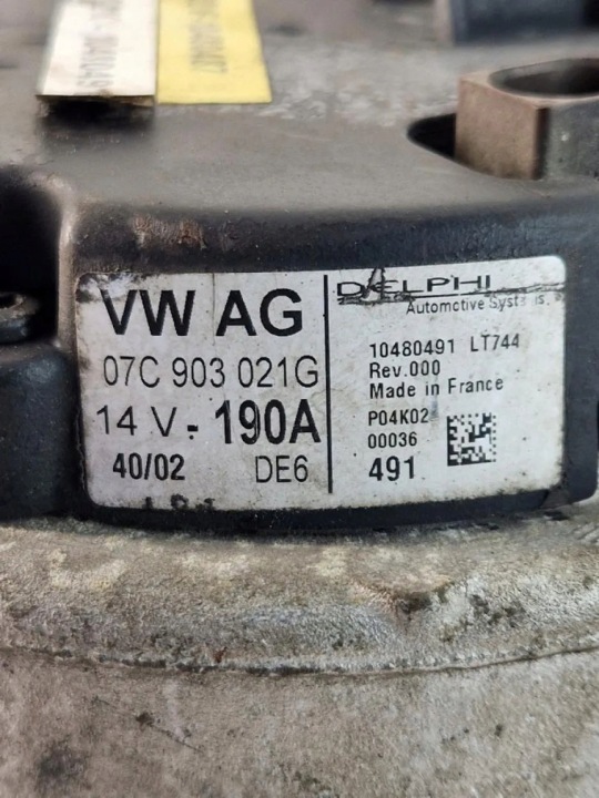 ALTERNATEUR VW TOUAREG (7LA, 7L6, 7L7) 07C903021G 4.2L DIESEL 128KW 2006