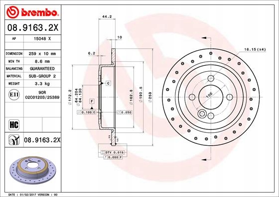 DISCOS ZAPATAS PARTE TRASERA BREMBO MINI MINI DESCAPOTABLE 