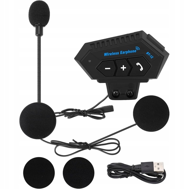 INTERCOM MOTOCYCLETTE BLUETOOTH BT12 UNIVERSEL AVEC MIKROFONEM HYBRYDOWYM