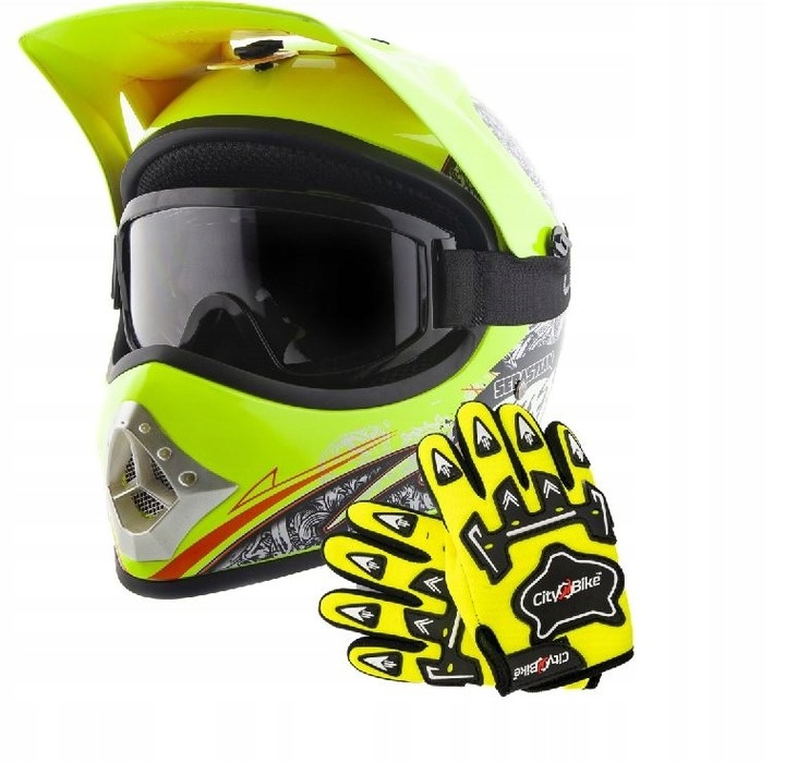 REGALO NA URODZINY CASCO CROSS DZIECIECY ENDURO QUAD XS+REKAWICE+GOGLE 