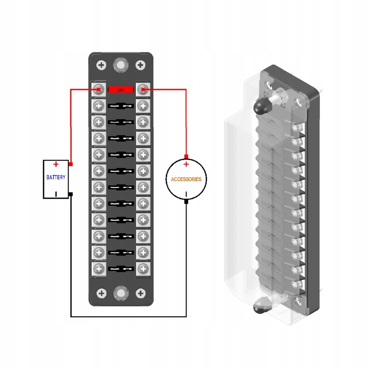 RANURA BLOQUE CUERPO FUSIBLES 10-32V 