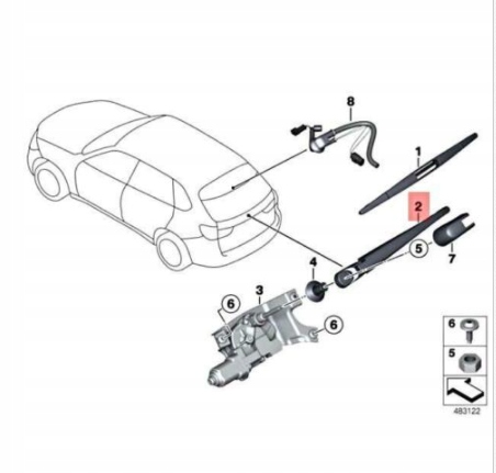 BMW X5 F15 F85 M BRAS ESSUIE-GLACES ARRIÈRE COUVERCLES DE COFFRE 7294431 61627294431