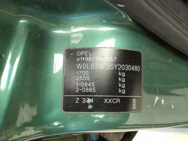 OPEL ASTRA II 2 G T98 98- PARE-CHOCS AVANT AVANT HALOGÈNES VERT Z374