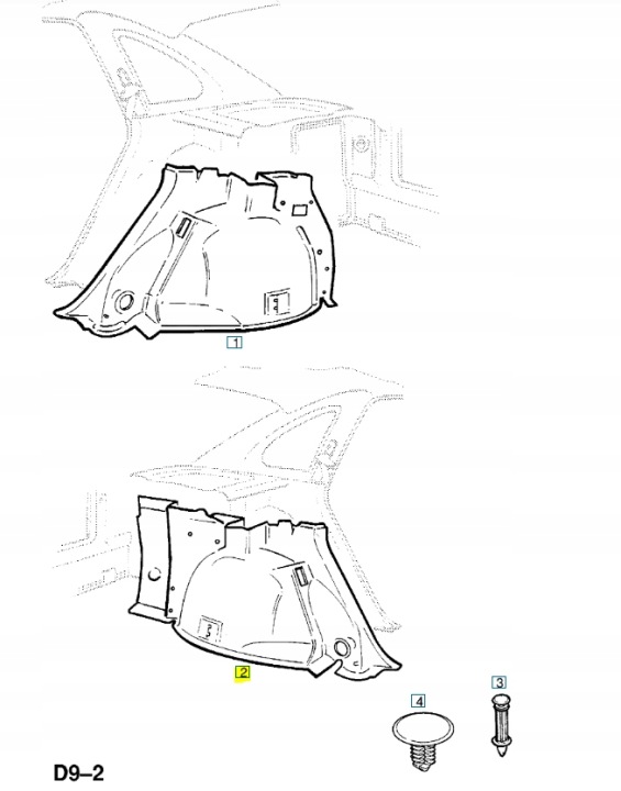 PROTECTION PASSAGE DE ROUE COUVERCLES DE COFFRE ARRIÈRE GAUCHE OPEL VECTRA B OE 2337761 90439136
