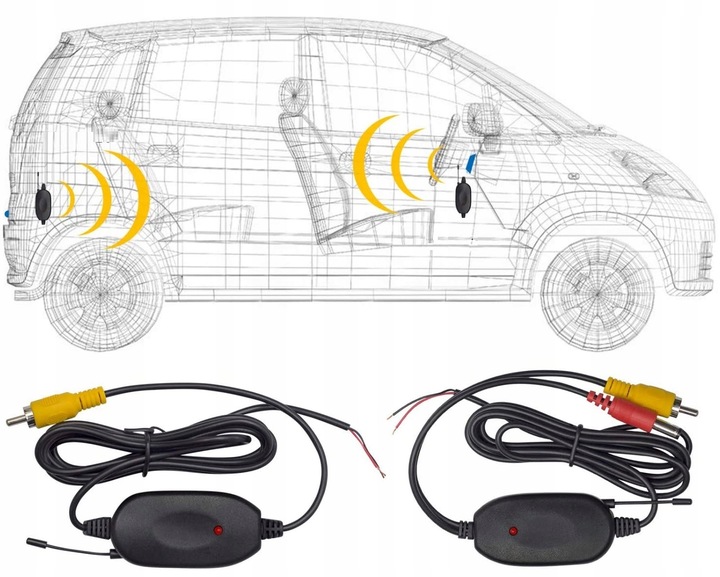 MÓDULO BEZPRZEWODOWY KAMER RETROVISOR WIFI RCA 12V TRANSMISOR CÁMARA VIDEO 50M 