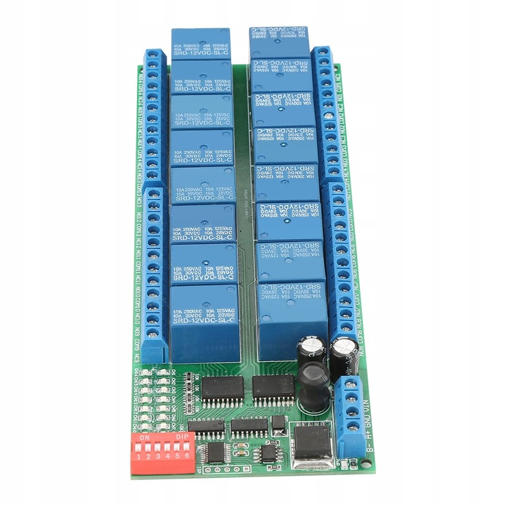 DC 12V 16-KANALOWY MÓDULO PRZEKAZNIKA MODBUS RTU 