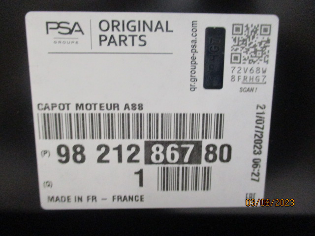 CITROEN C4 CACTUS LIFT CAPOT COUVERCLE MOTEUR NEUF