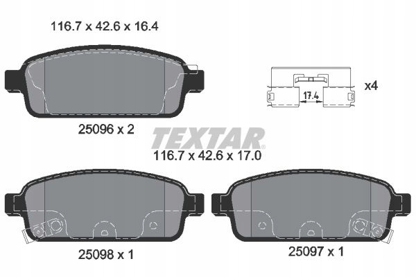 KLOCEK DE FRENADO KIT PARTE TRASERA BUICK CASCADA, ENCORE, V 