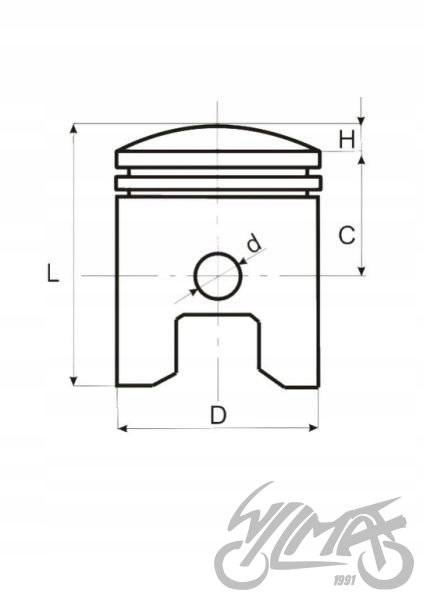43,00/12/23 PISTON YAMAHA DT50 60 43MM MOTOGENERIC