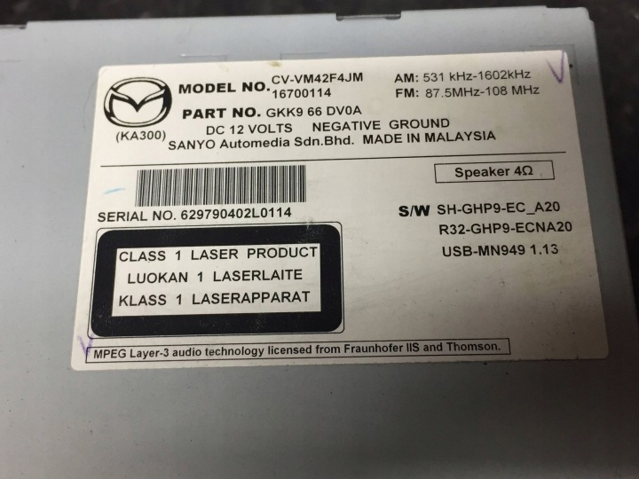 MAZDA 6 GJ 2012-2016 CVVM42F4JM AUTORADIO CD RADIO NAVIGATION