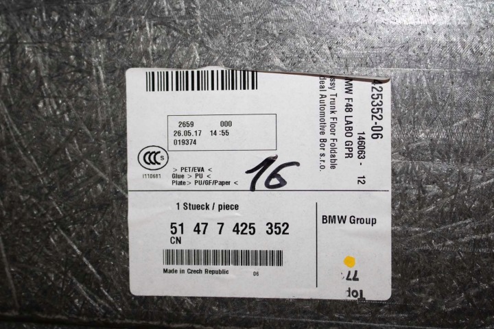 BMW X1 F48 REVÊTEMENT TAPIS COUVERCLES DE COFFRE 7425352 51 47 7425352 NOIRE 51477425