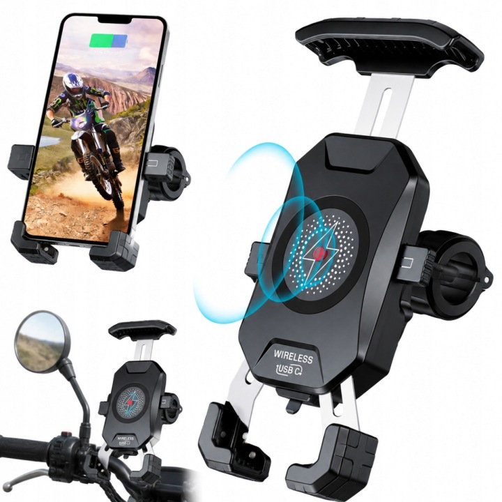 POIGNÉE VERS MOTOCYCLETTE 2 EN 1 CHARGEUR INDUKCYJNA 15W ET USB C 20 DANS
