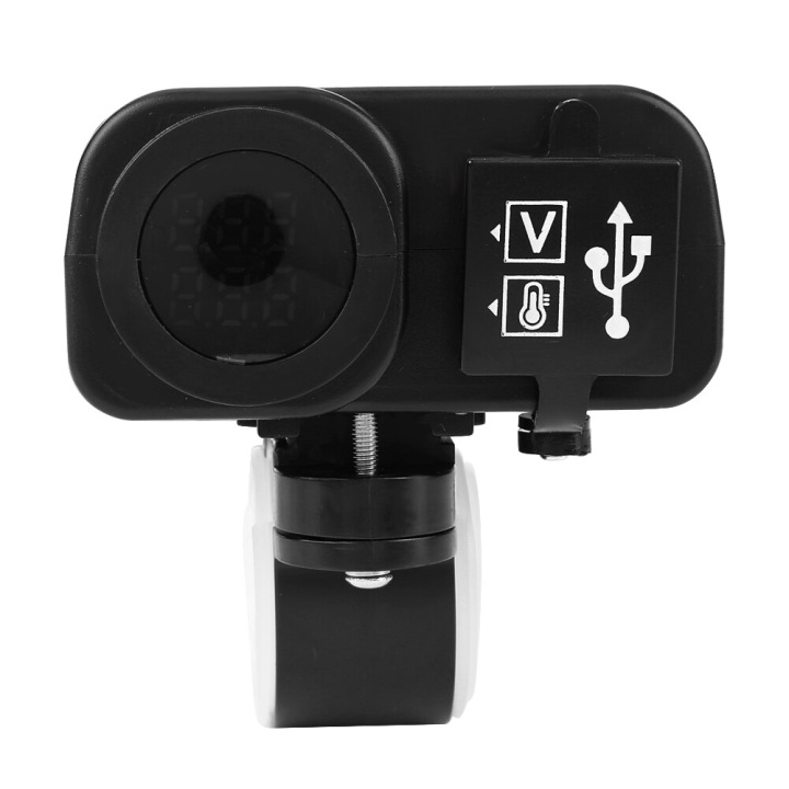 CHARGEUR USB 2.1A VOLTMÈTRE THERMOMÈTRE SUR MOTEUR