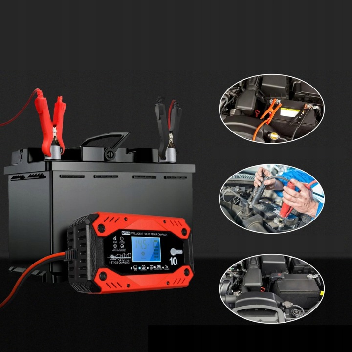 AUTOMATIQUE INTELLIGENT CHARGEUR CHARGEUR BATTERIE LCD 24V 12V 10A