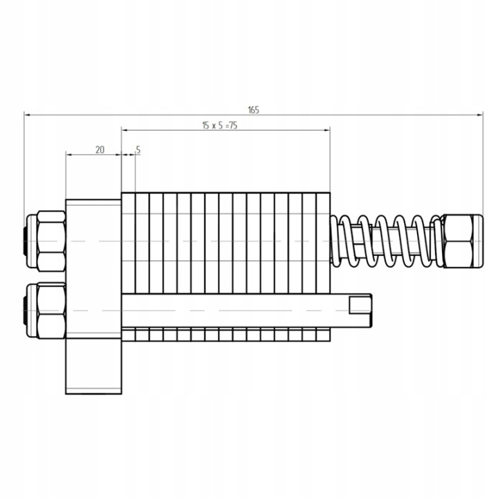 PISTON HYDRAULIQUE BILATÉRAL 63/36/630 L:910MM AVEC OGRANICZNIKIEM SKOKU