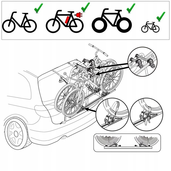 MALETERO AL TAPA DE MALETERO SOPORTE BICICLETAS POLARIS 2 PARA LANCIA Y 1995-2003 